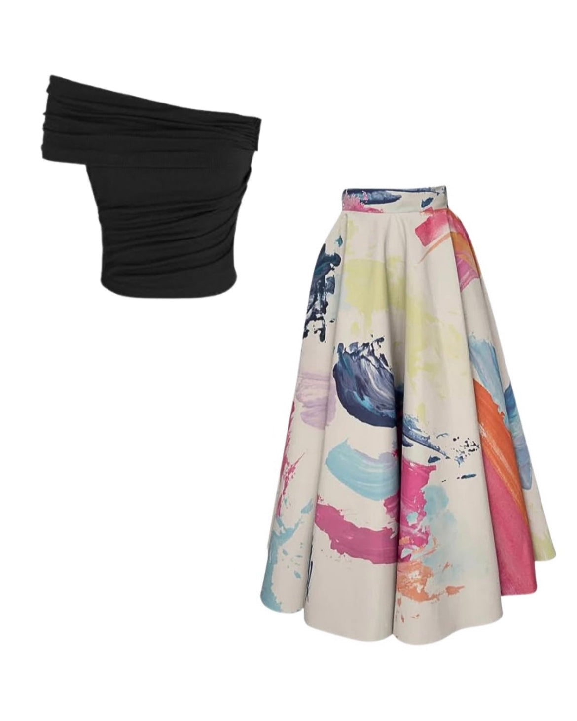 Picasso Canvas Painted Skirt and Top Set